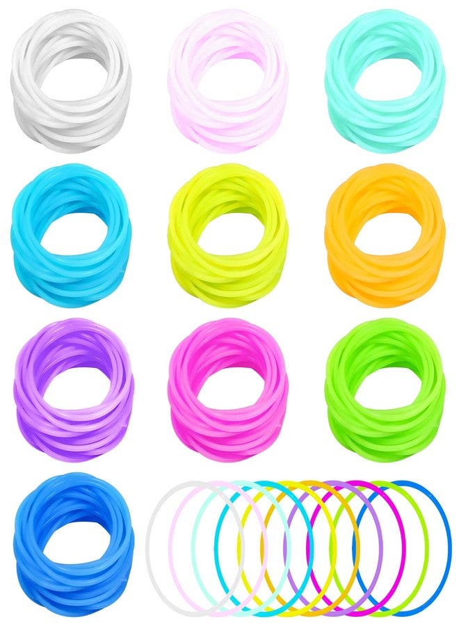 Jolbndcv Glow in Dark Jelly Bracelets 100Pcs - 80s Colorful Neon Retro Rock Pop Star Rainbow Diva Disco Gel Stretchable Bands - Image 1